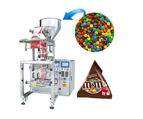 High Speed Heat Sealing Snacks Chips Chocolate Beans Nuts Cashew Sugar Pyramid Triangle Plastic BOPP Bag Automatic Vertical Filling Forming Packaging Machine
