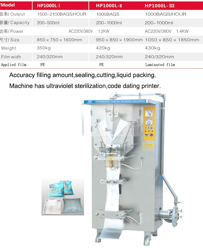 Plastic Bag Forming Liquid Fill Sealing Machine with Filling Tank